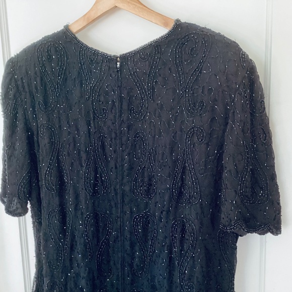 Vtg JMD New York Beaded Full Skirt Formal Evening Black Dress 3X sheer Eventwear - Picture 15 of 16